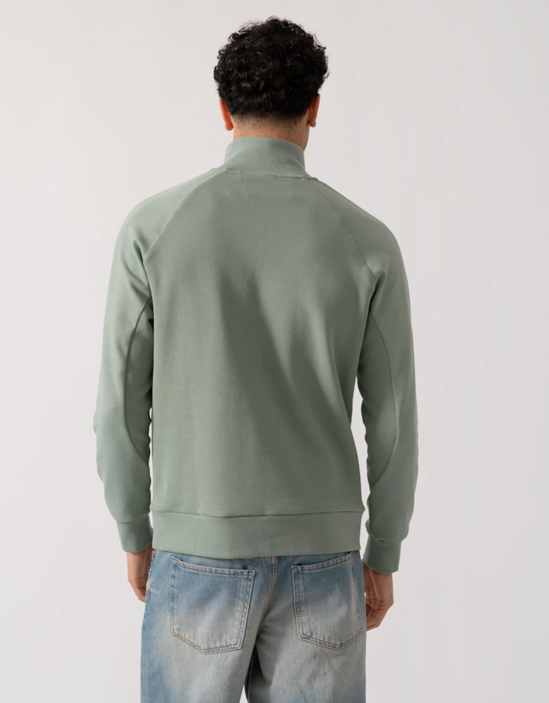BOSS Green Sweat Rib Mens Half Zip Sweatshirt - Open Green 357
