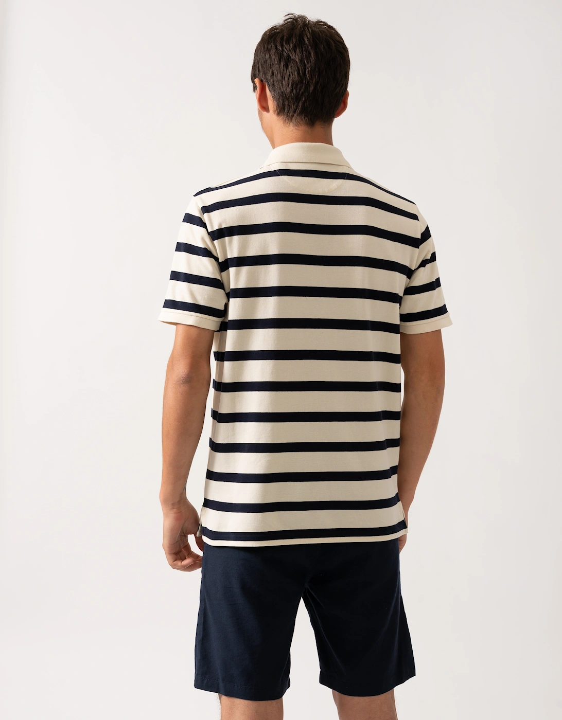 Men Striped Polo Shirt - 130 Cream