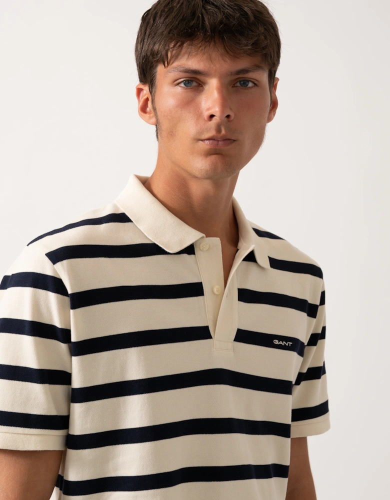 Men Striped Polo Shirt - 130 Cream