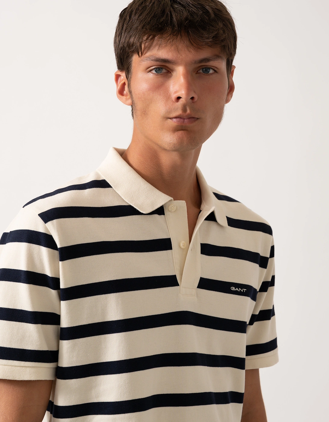 Men Striped Polo Shirt - 130 Cream