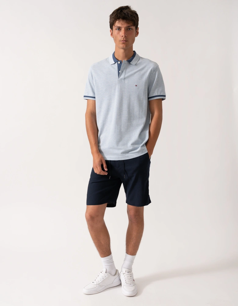 Contrast Collar Block Regular Fit Mens Polo - Heathered Blue Bros B0802