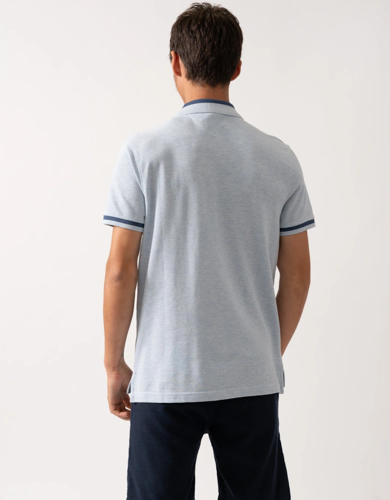 Contrast Collar Block Regular Fit Mens Polo - Heathered Blue Bros B0802