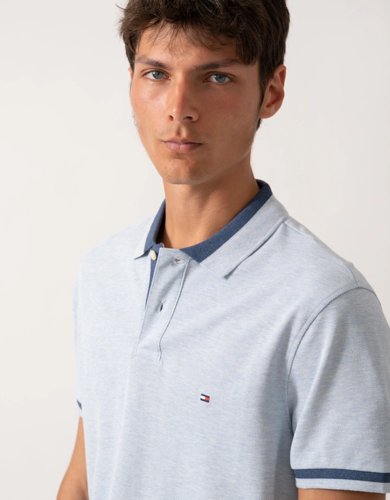 Contrast Collar Block Regular Fit Mens Polo - Heathered Blue Bros B0802