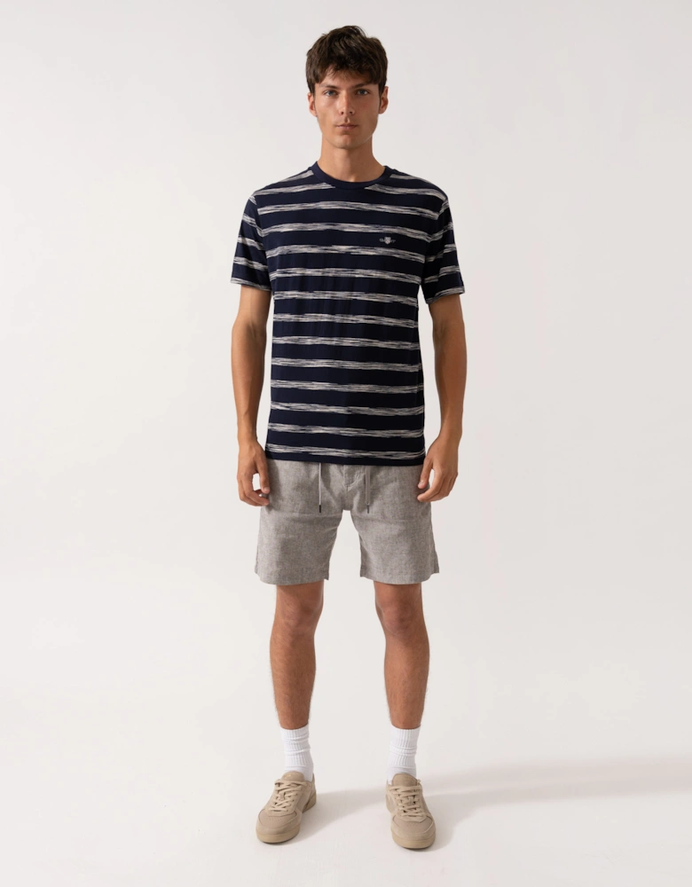 Mens Striped Crew Neck Short Sleeve T-Shirt - 433 Evening Blue
