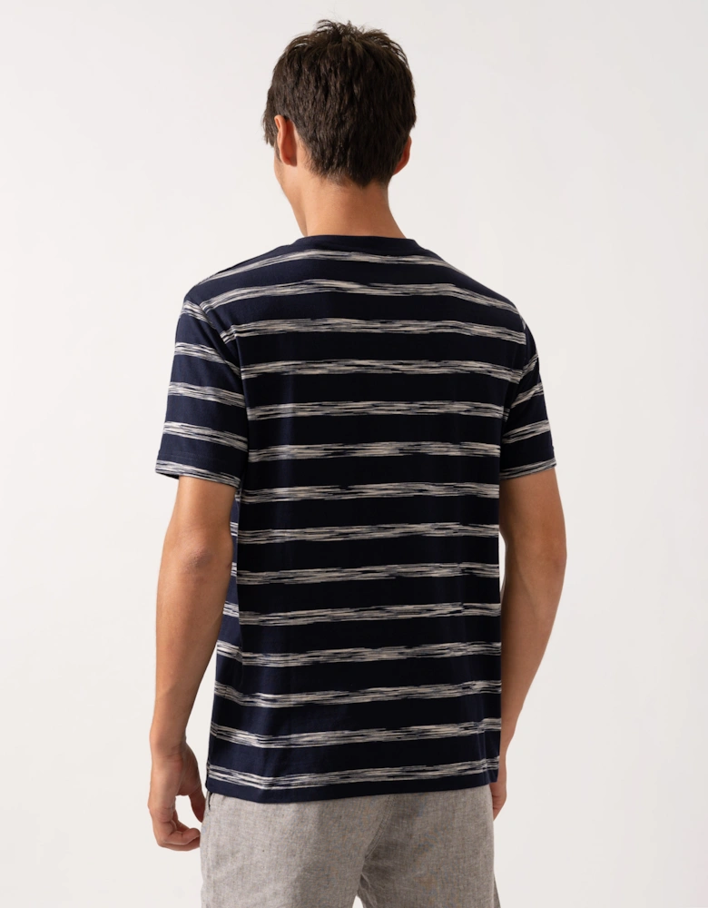 Mens Striped Crew Neck Short Sleeve T-Shirt - 433 Evening Blue