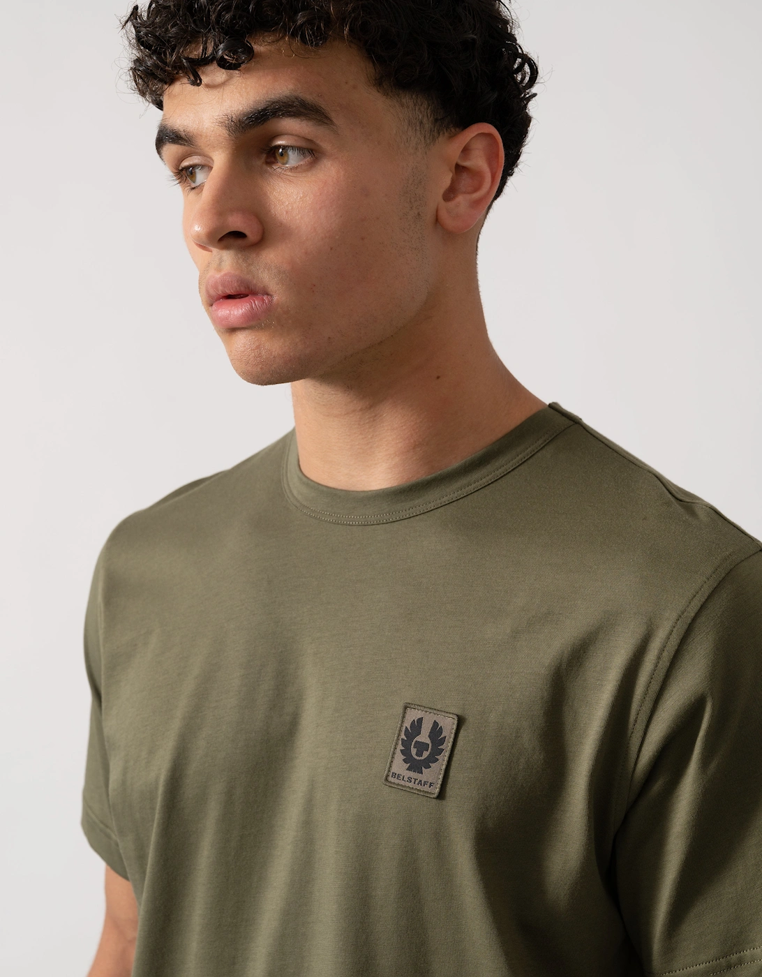 Short Sleeved Mens Logo Patch T-Shirt - True Olive