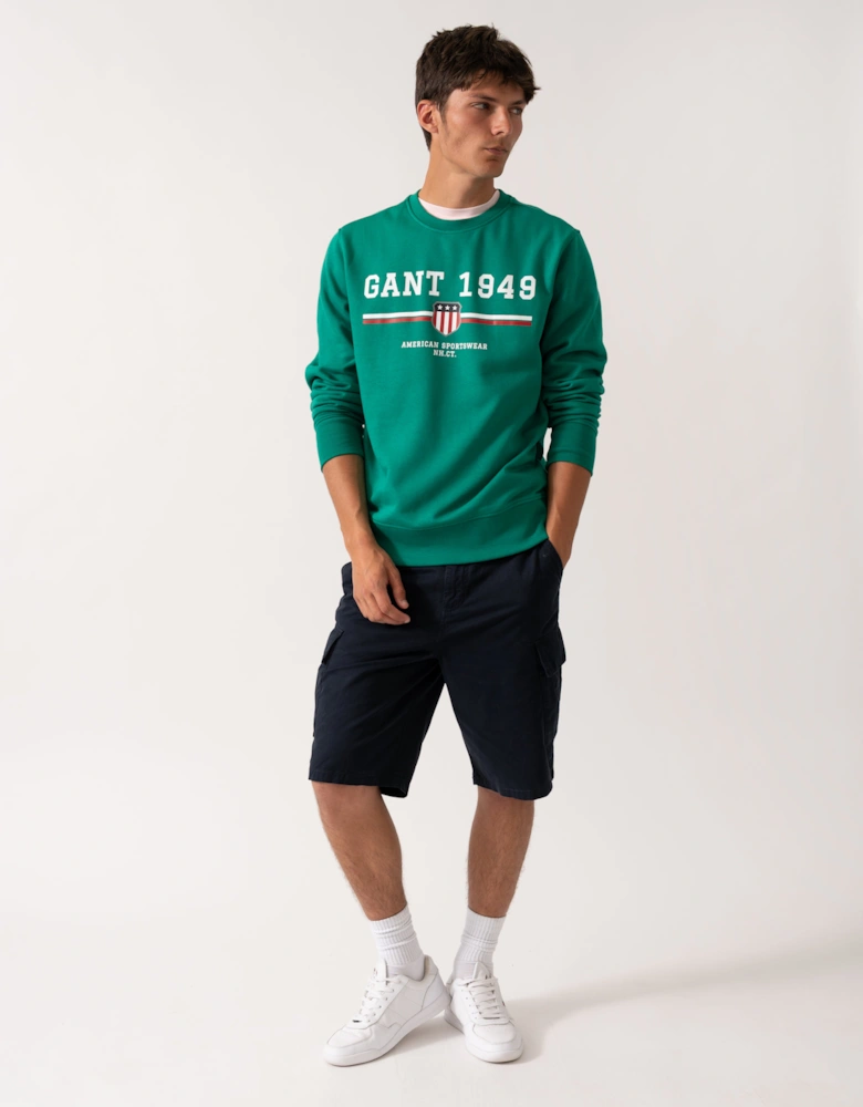Mens 1949 Graphic Crew Neck Sweatshirt - 322 Deep Green