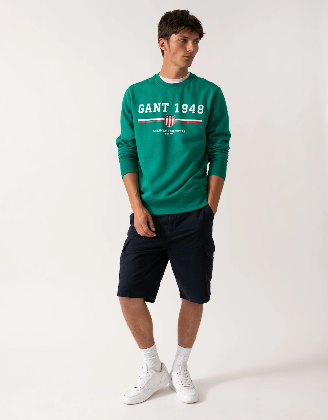 Mens 1949 Graphic Crew Neck Sweatshirt - 322 Deep Green