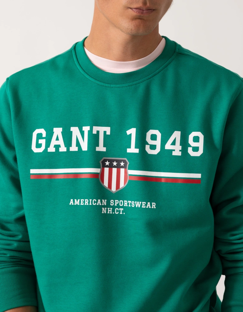 Mens 1949 Graphic Crew Neck Sweatshirt - 322 Deep Green