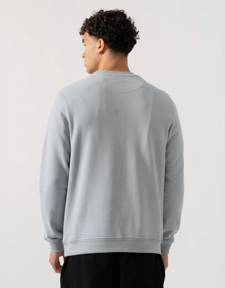 Mens Crew Neck Sweatshirt With Logo Patch - Quarry Blue