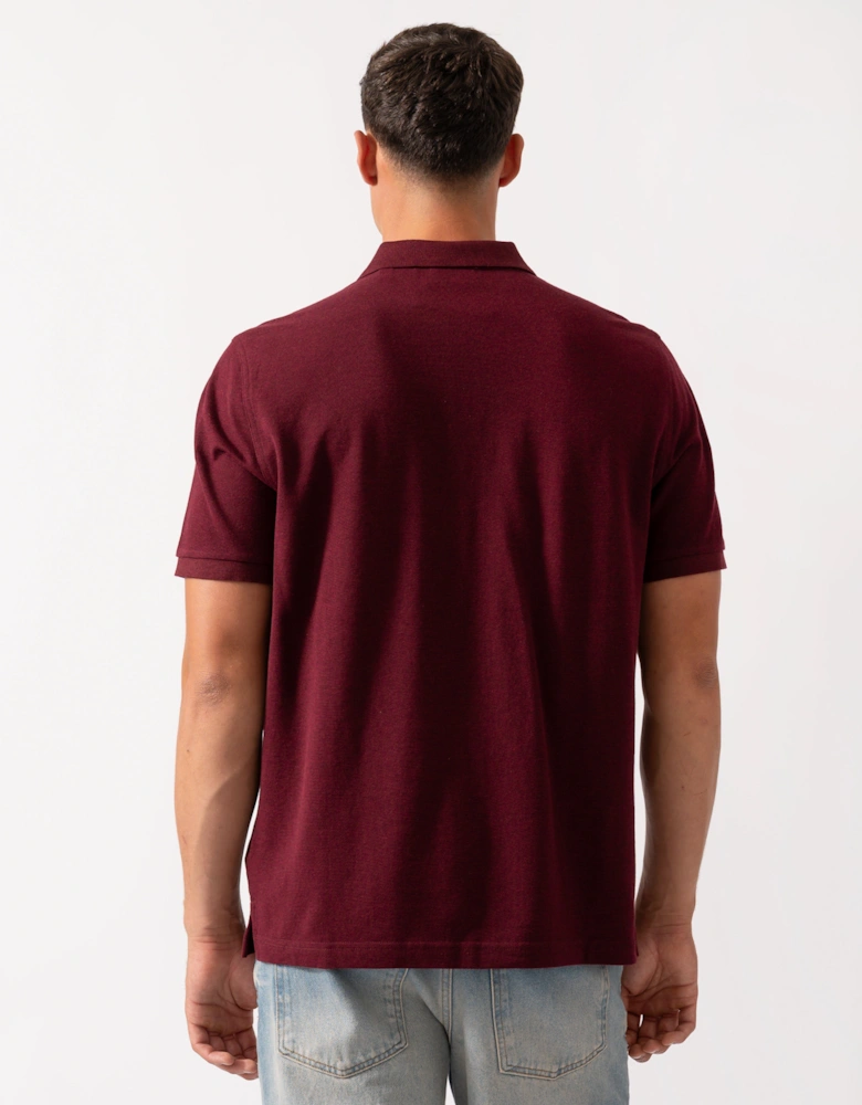 Mens Regular Fit Short Sleeve Shield Logo Pique Polo - 677 Bordeaux Melange