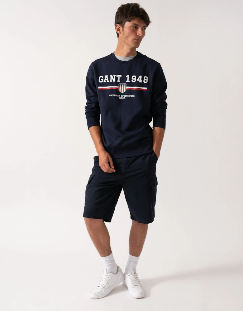 Mens 1949 Graphic Crew Neck Sweatshirt - 433 Evening Blue