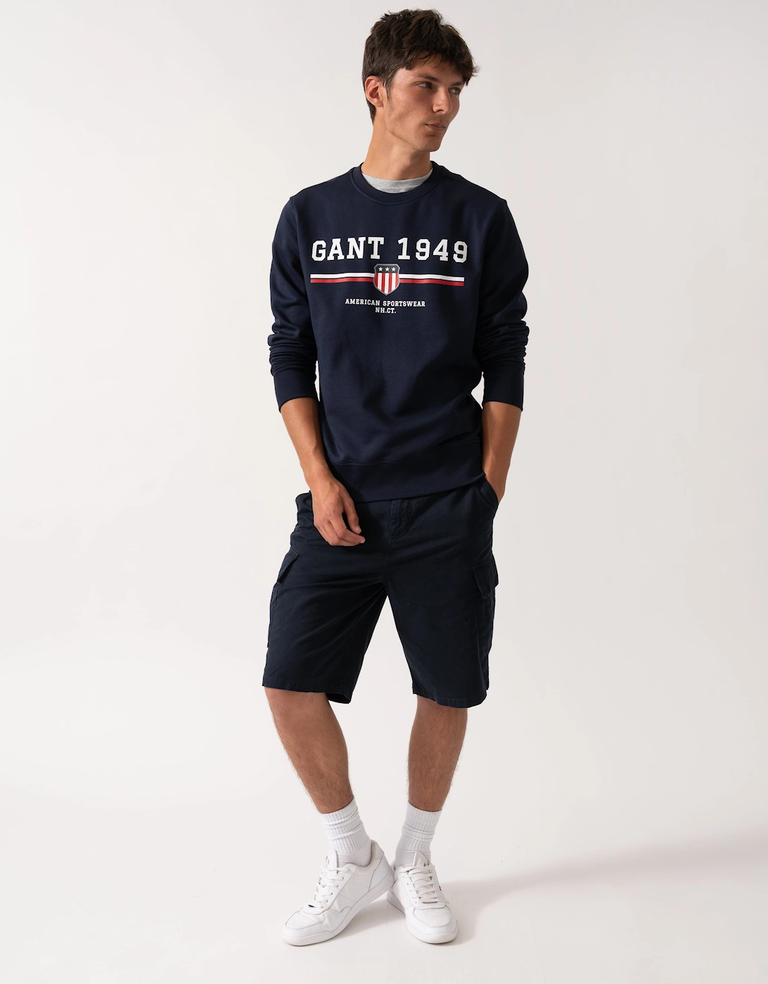 Mens 1949 Graphic Crew Neck Sweatshirt - 433 Evening Blue