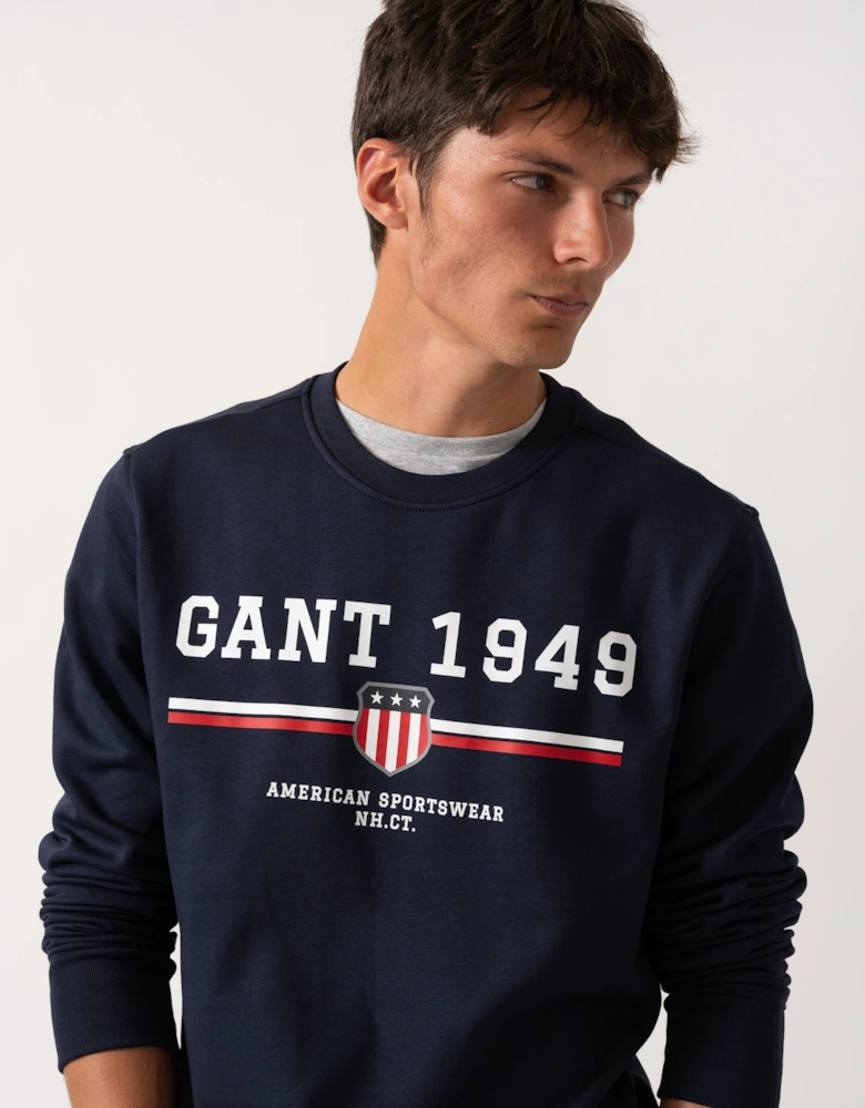 Mens 1949 Graphic Crew Neck Sweatshirt - 433 Evening Blue