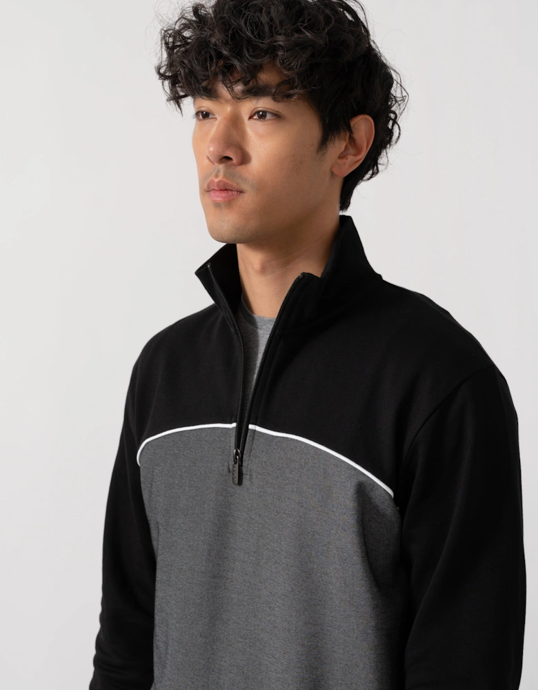 BOSS Orange Mens Loungewear Tracksuit 1/4 Zip Jacket 50545583 - Black 001
