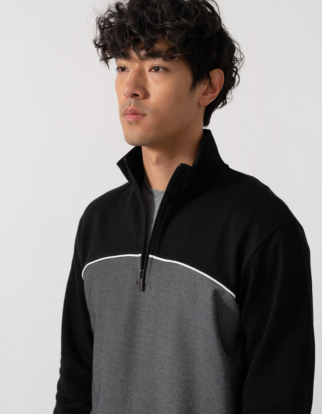 BOSS Orange Mens Loungewear Tracksuit 1/4 Zip Jacket 50545583 - Black 001