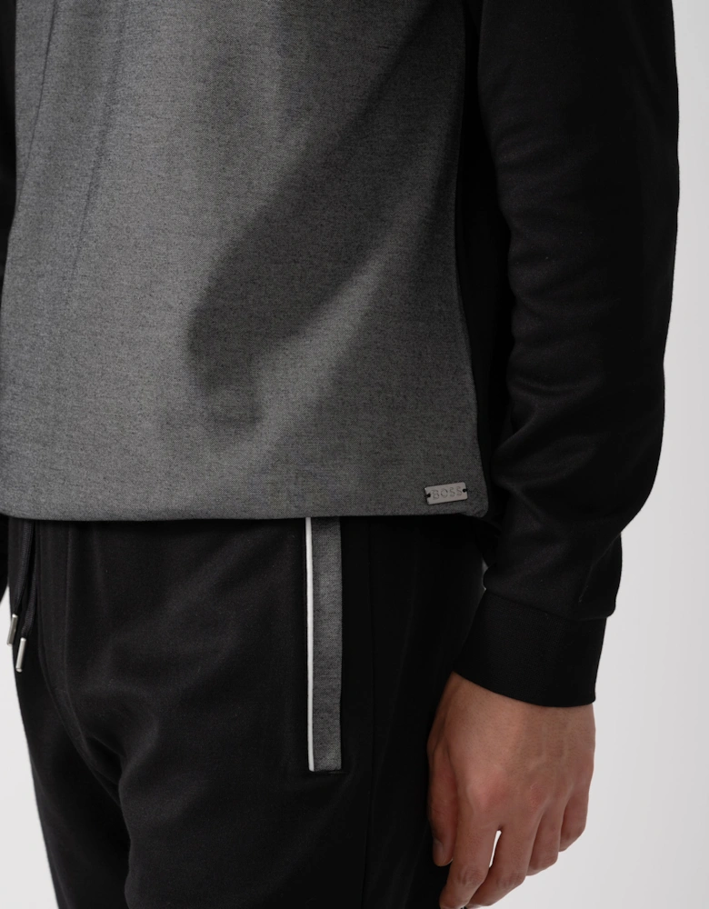 BOSS Orange Mens Loungewear Tracksuit 1/4 Zip Jacket 50545583 - Black 001