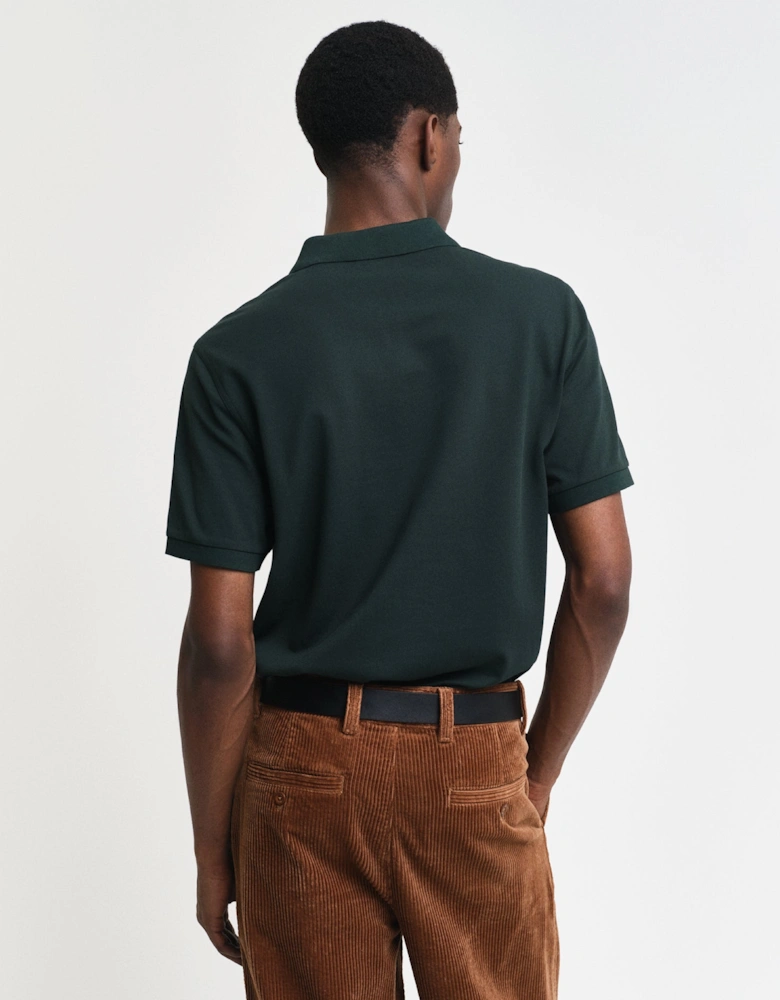 Mens Regular Fit Short Sleeve Shield Logo Pique Polo - 374 Tartan Green