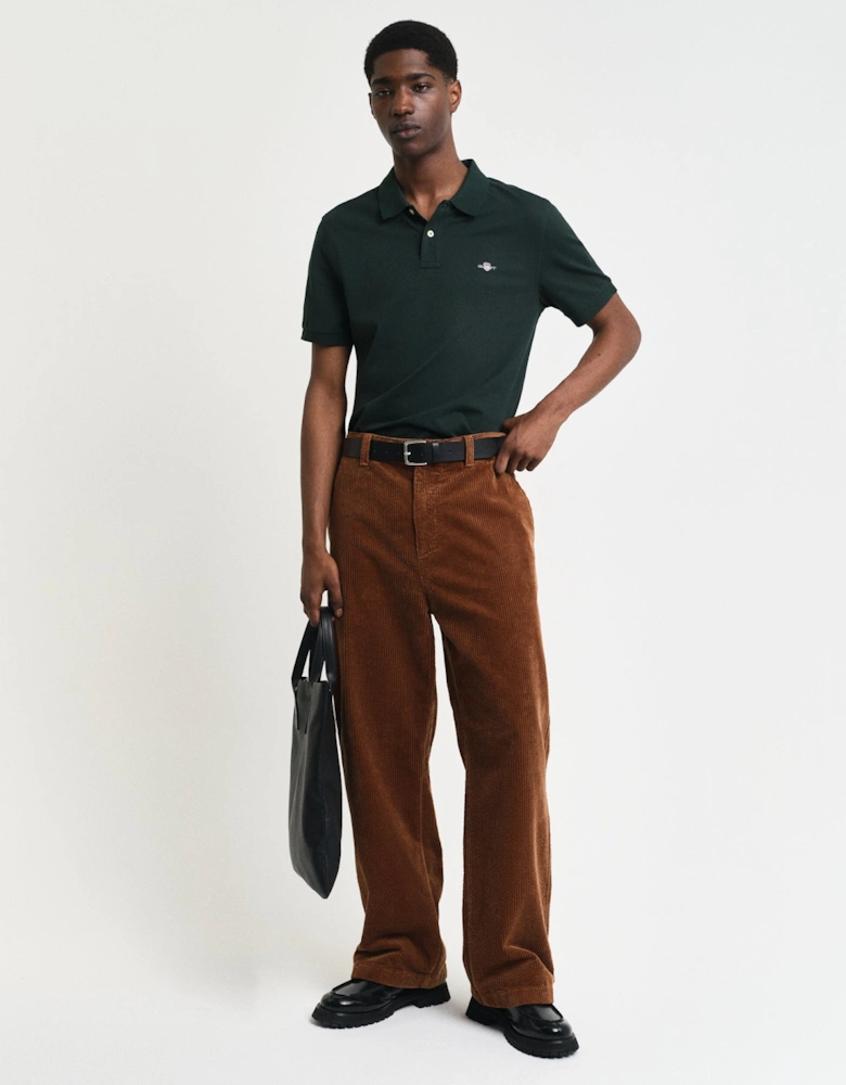 Mens Regular Fit Short Sleeve Shield Logo Pique Polo - 374 Tartan Green