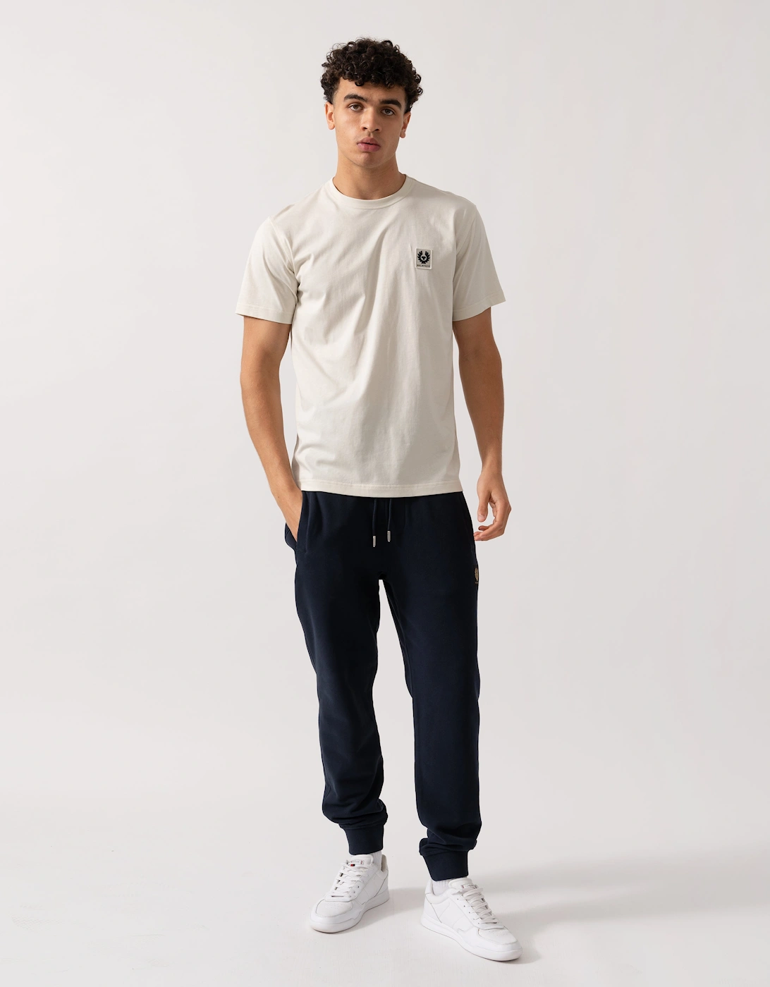 Short Sleeved Mens Logo Patch T-Shirt - Silver Birch