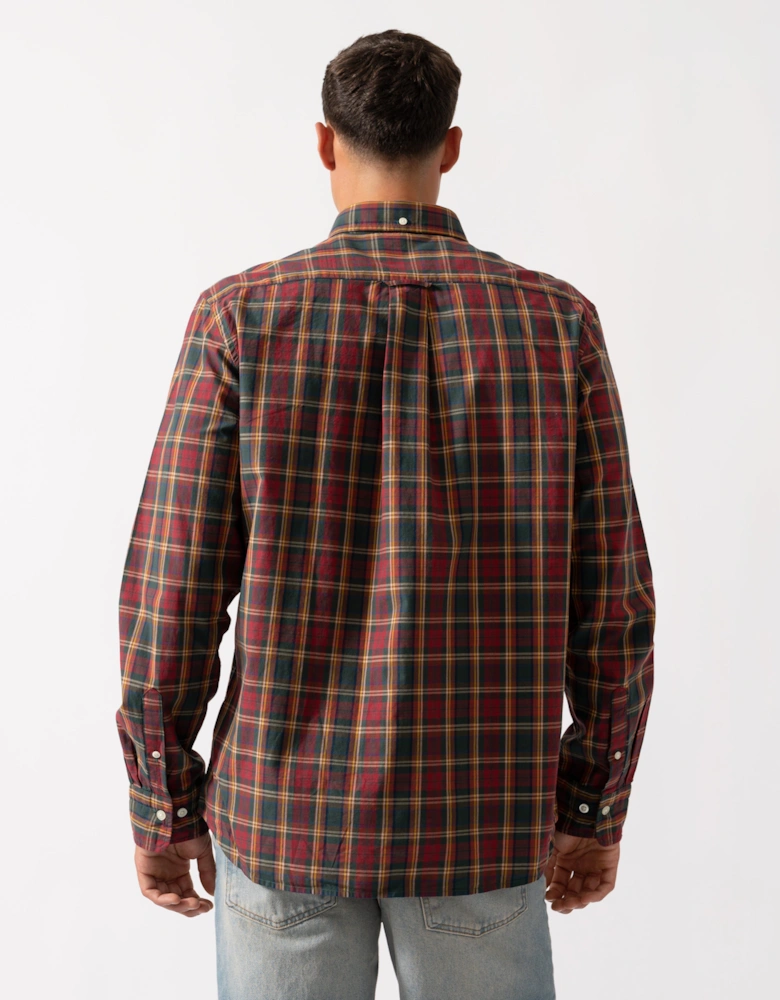 Mens Long Sleeve Archive Poplin Check Shirt - 604 Plumped Red