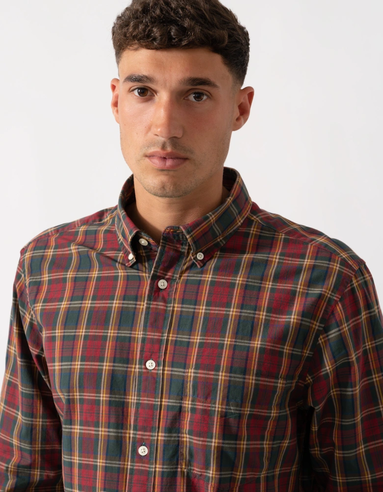 Mens Long Sleeve Archive Poplin Check Shirt - 604 Plumped Red