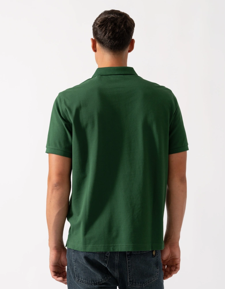Mens Regular Fit Short Sleeve Shield Logo Pique Polo - 338 Forest Green