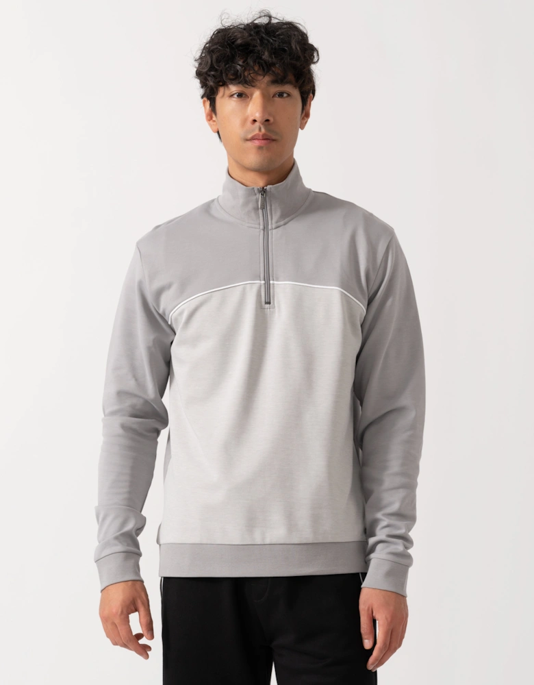 BOSS Orange Mens Loungewear Tracksuit 1/4 Zip Jacket 50545583 - Light/Pastel Grey 050