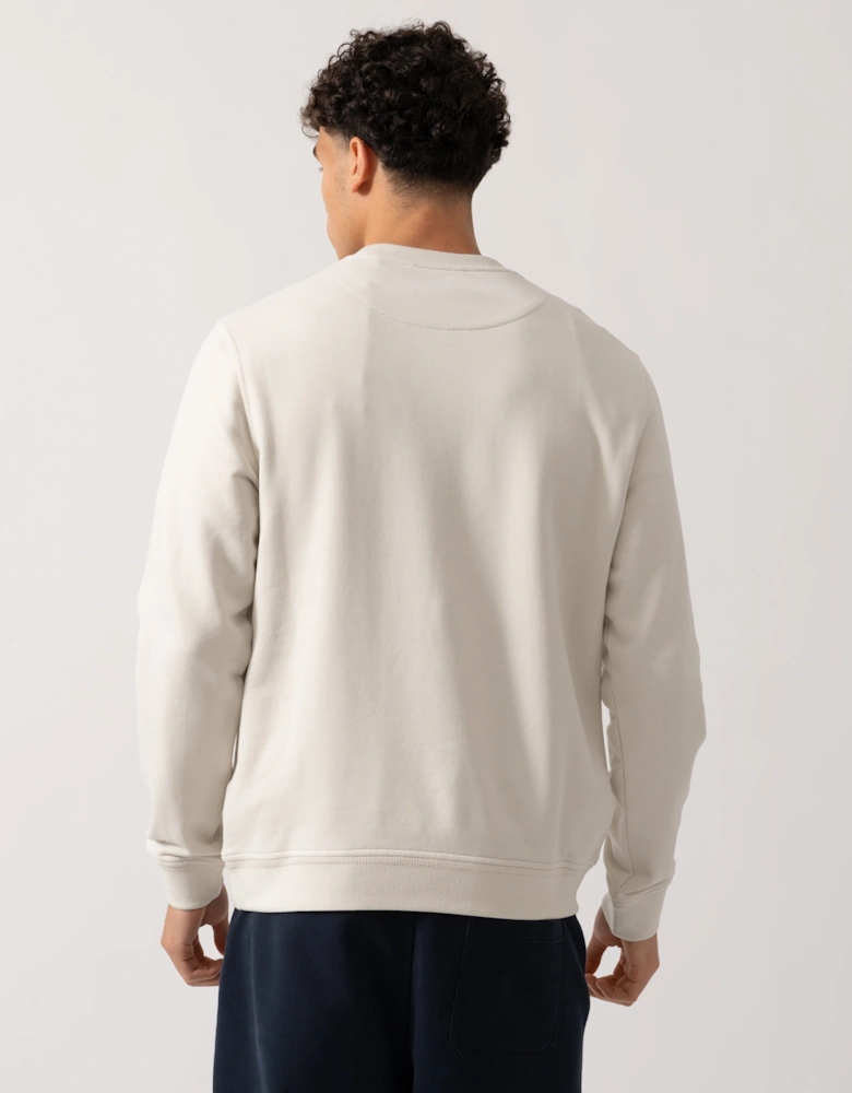 Mens Crew Neck Sweatshirt With Logo Patch - Silver Birch