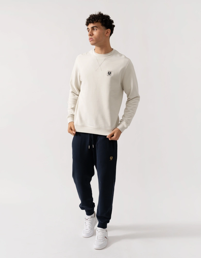 Mens Crew Neck Sweatshirt With Logo Patch - Silver Birch