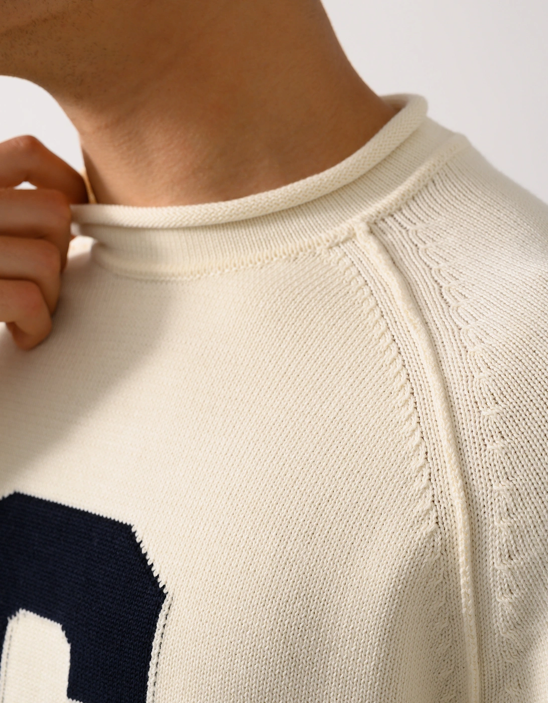 Mens Intarsia G Logo Crew Neck Jumper - 130 Cream