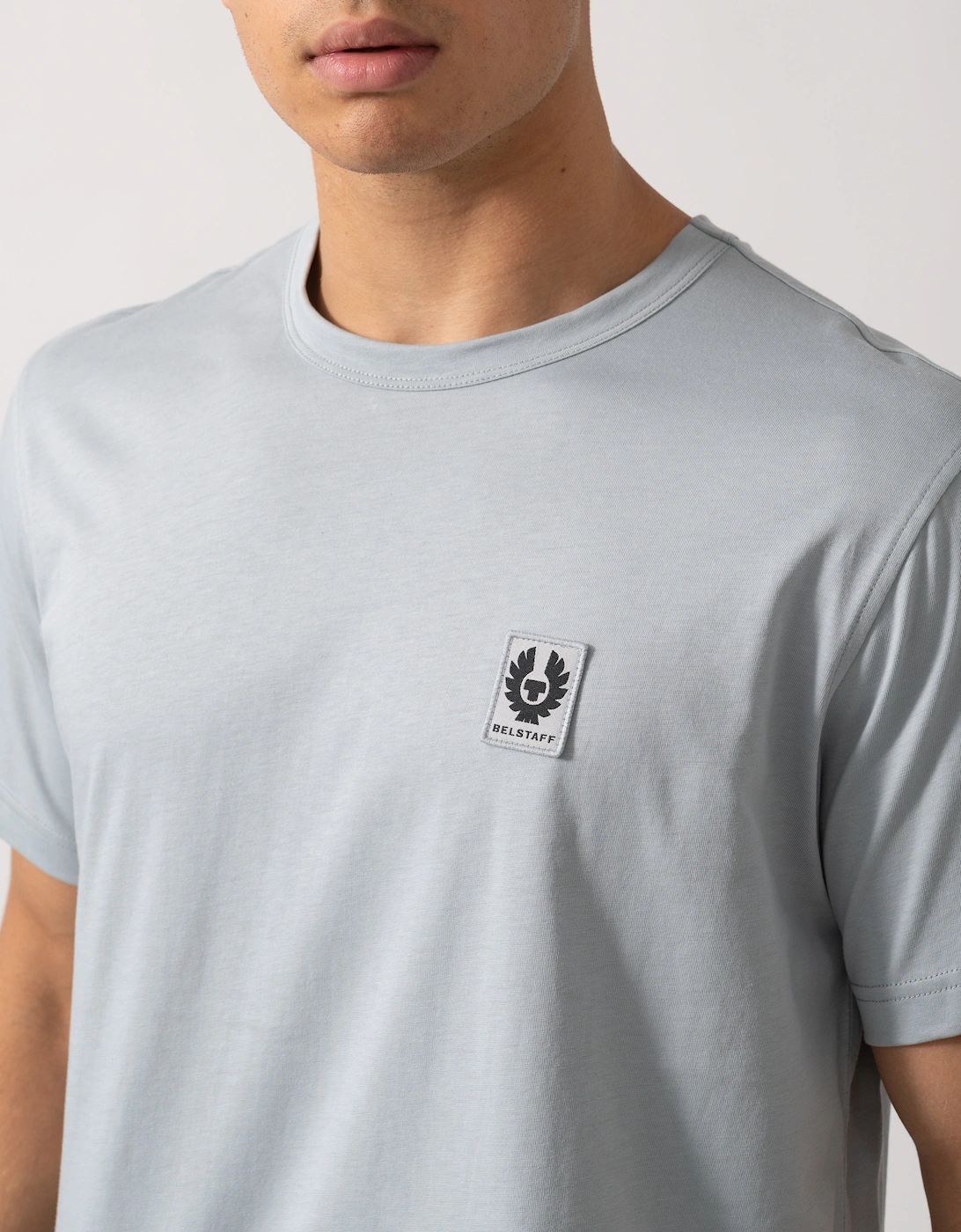 Short Sleeved Mens Logo Patch T-Shirt - Quarry Blue