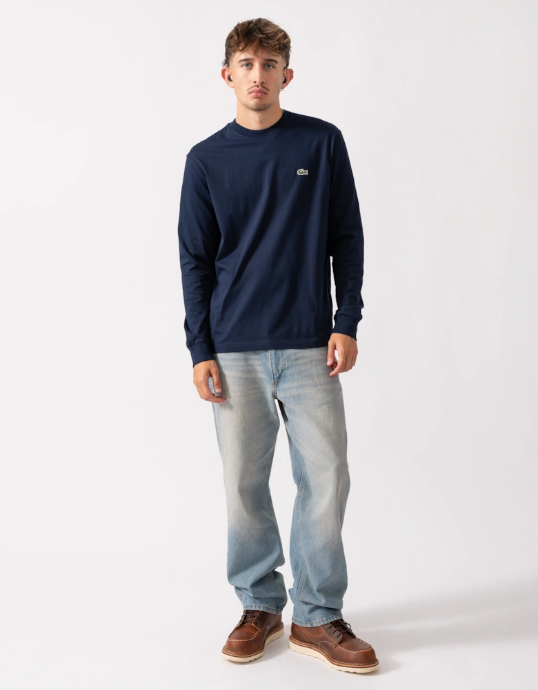 Long Sleeved Cotton Mens T-Shirt - Navy Blue 166