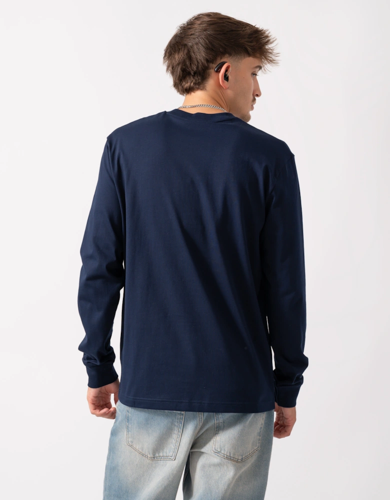 Long Sleeved Cotton Mens T-Shirt - Navy Blue 166
