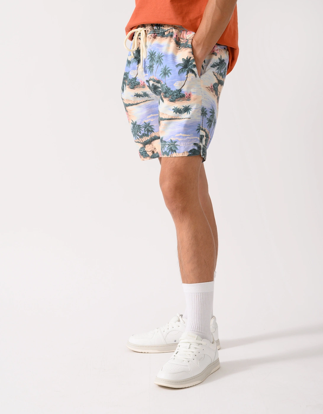 Mens Regular Fit Printed Drawstring Shorts - 419 Perfect Blue