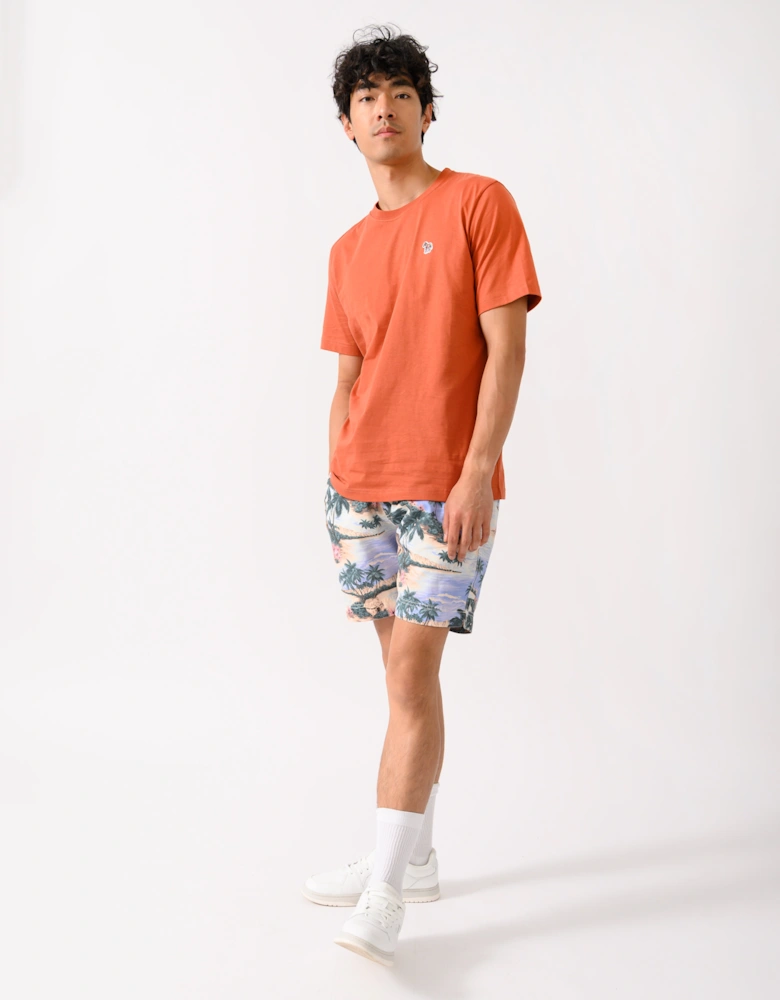 Mens Regular Fit Printed Drawstring Shorts - 419 Perfect Blue