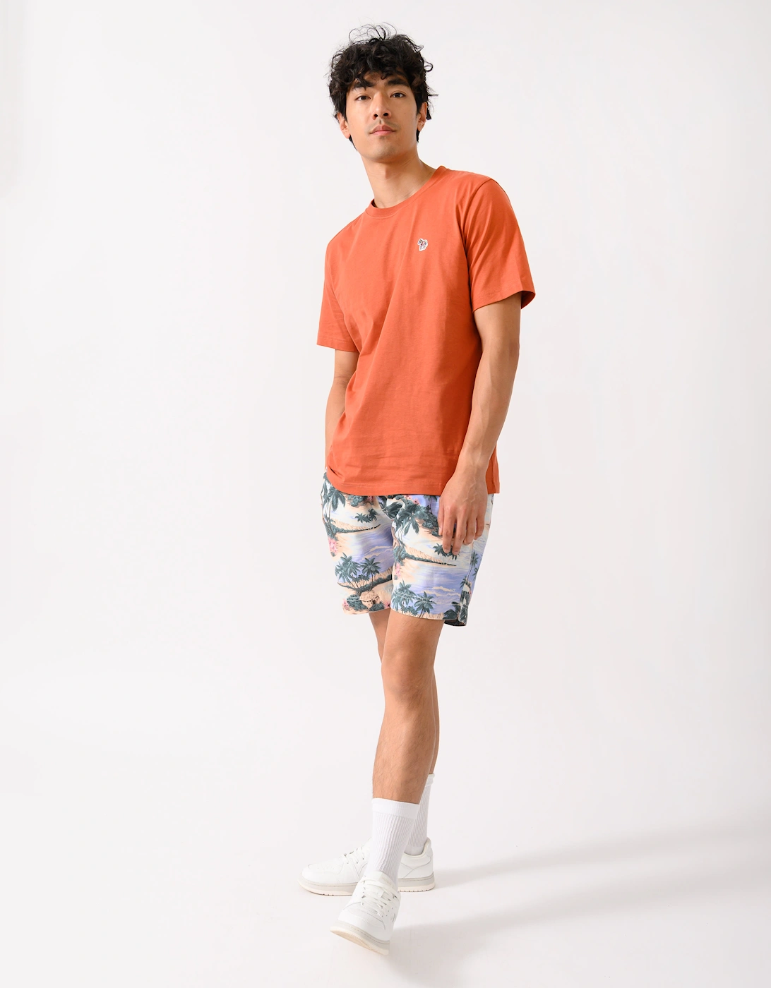 Mens Regular Fit Printed Drawstring Shorts - 419 Perfect Blue