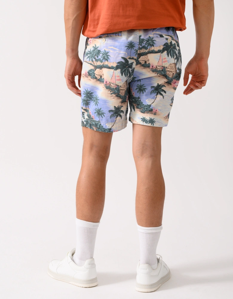 Mens Regular Fit Printed Drawstring Shorts - 419 Perfect Blue