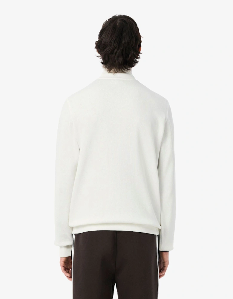 Mens Zippered Stand-Up Collar Cotton Sweatshirt - Flour 70V