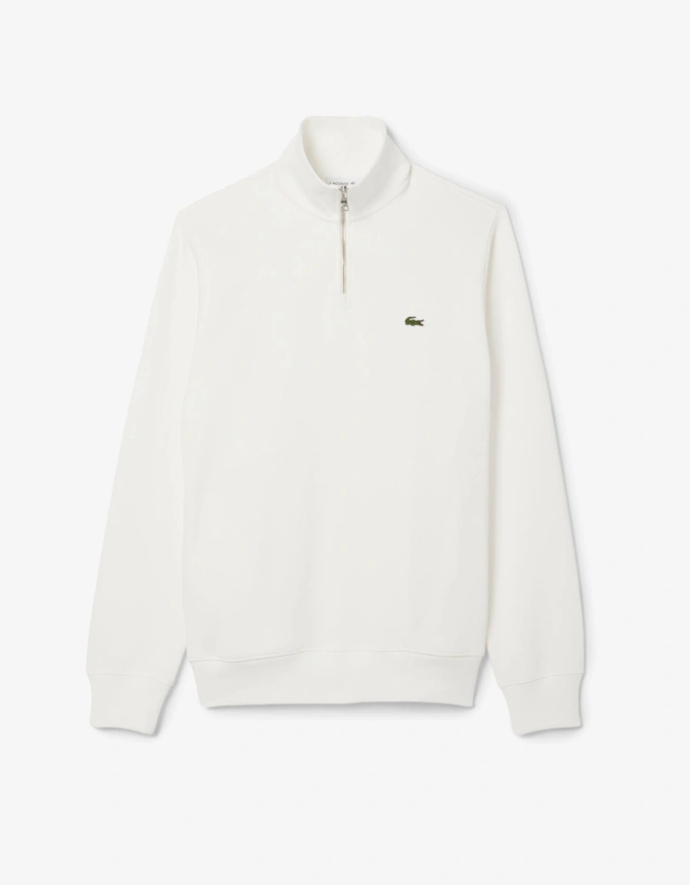 Mens Zippered Stand-Up Collar Cotton Sweatshirt - Flour 70V
