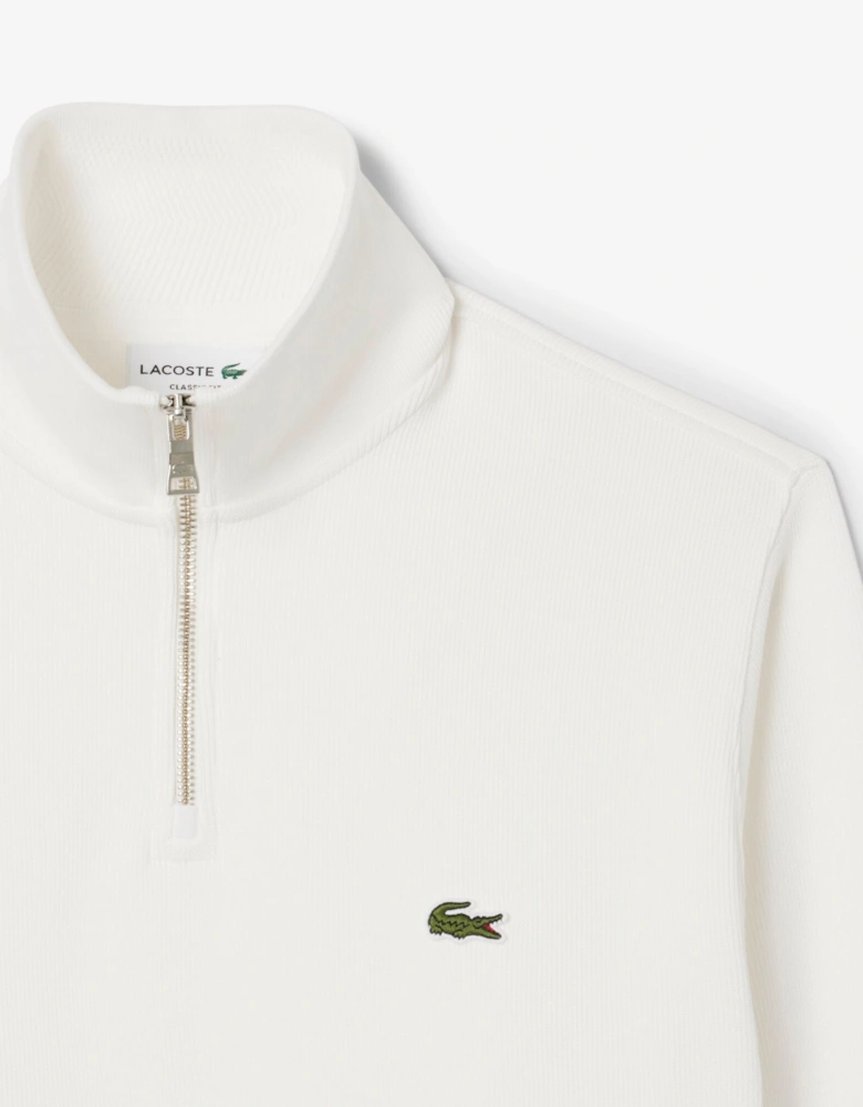 Mens Zippered Stand-Up Collar Cotton Sweatshirt - Flour 70V