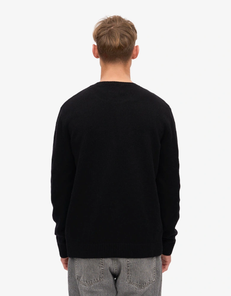 Classic Merino Wool Crew Neck Jumper - Deep Black