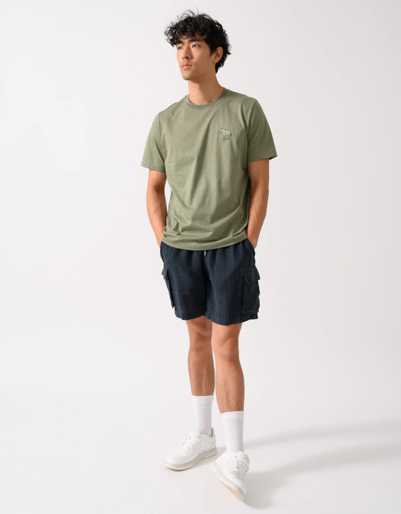 Mens Regular Fit Drawstring Linen Cargo Shorts - 453 Darkened Navy