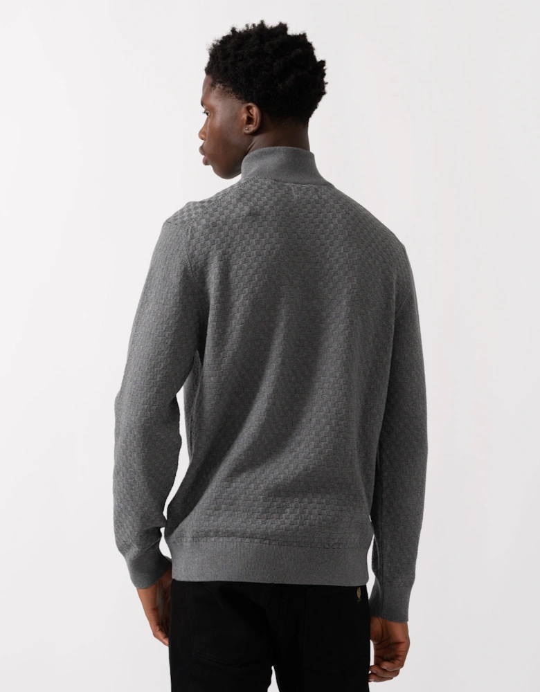 Mens Micro Texture Half Zip Jumper - 92 Dark Grey Melange