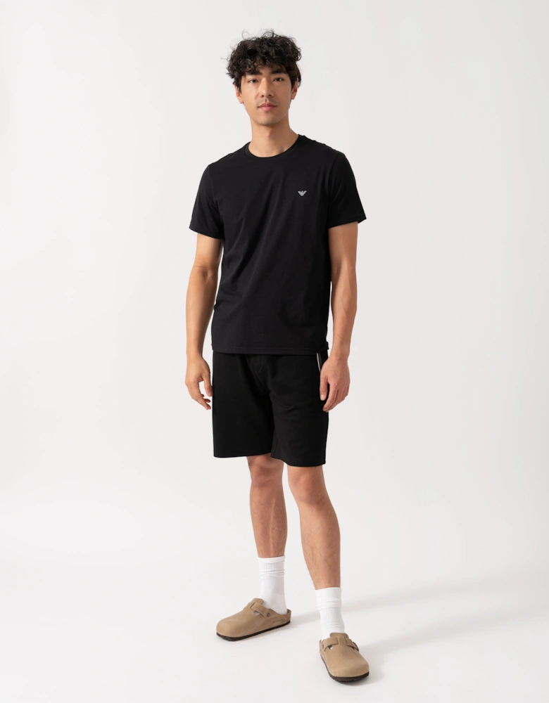 2 Pack Mens Eagle Logo Loungewear T-Shirt - Black/Grey Melange MC028