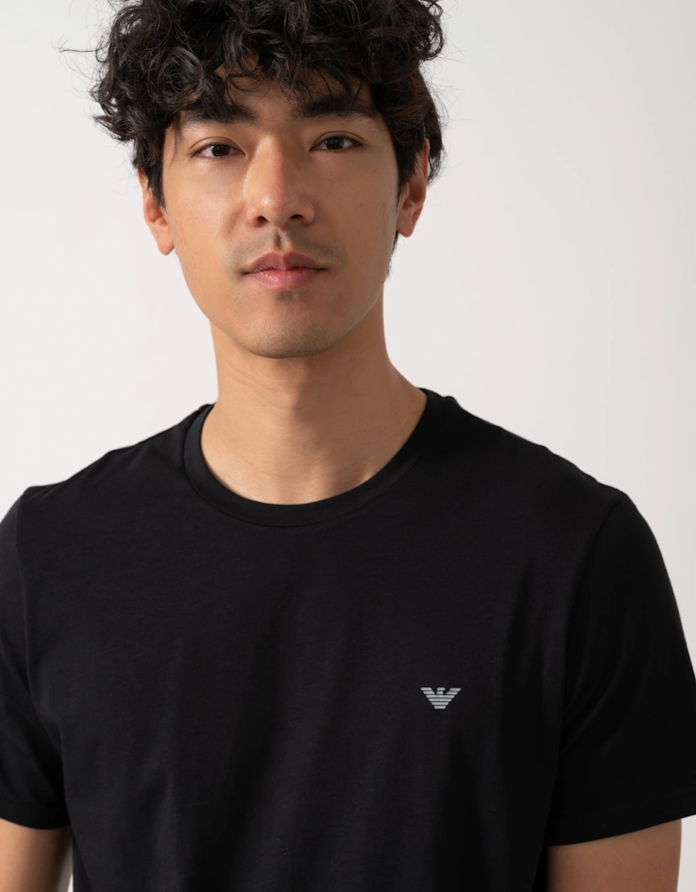 2 Pack Mens Eagle Logo Loungewear T-Shirt - Black/Grey Melange MC028