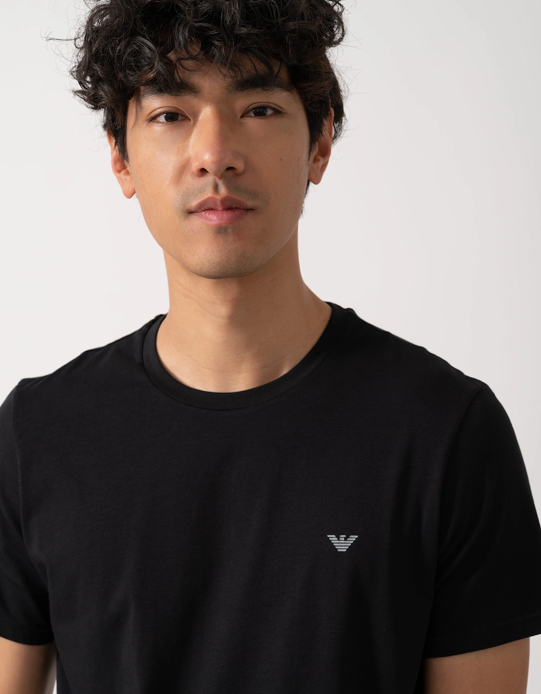 2 Pack Mens Eagle Logo Loungewear T-Shirt - Black/Grey Melange MC028