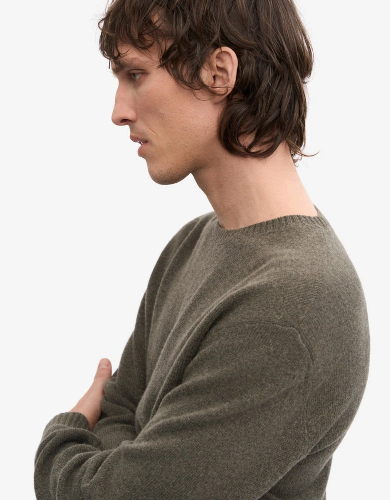 Classic Merino Wool Crew Neck Jumper - Dusty Olive