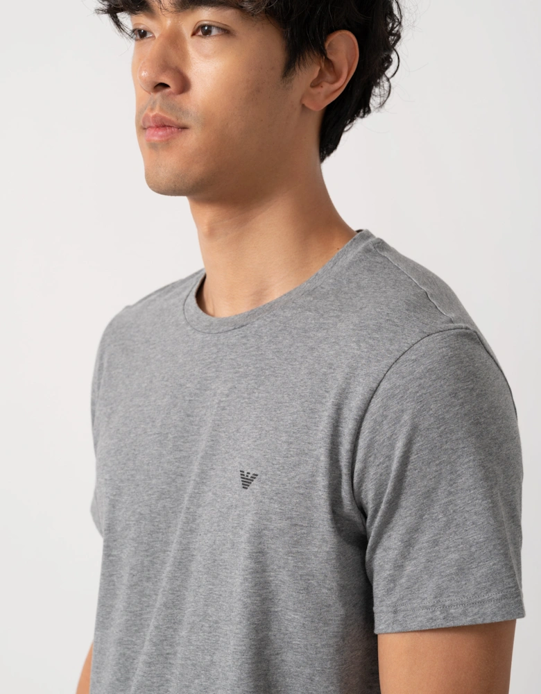 2 Pack Mens Eagle Logo Loungewear T-Shirt - Black/Grey Melange MC028