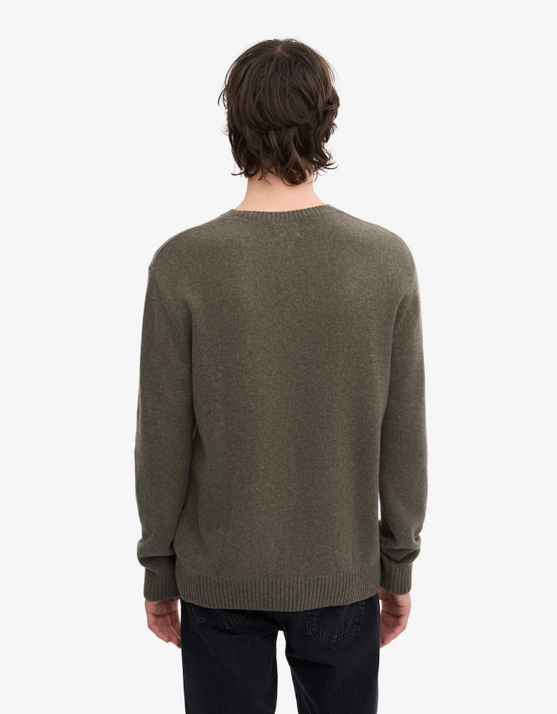 Classic Merino Wool Crew Neck Jumper - Dusty Olive